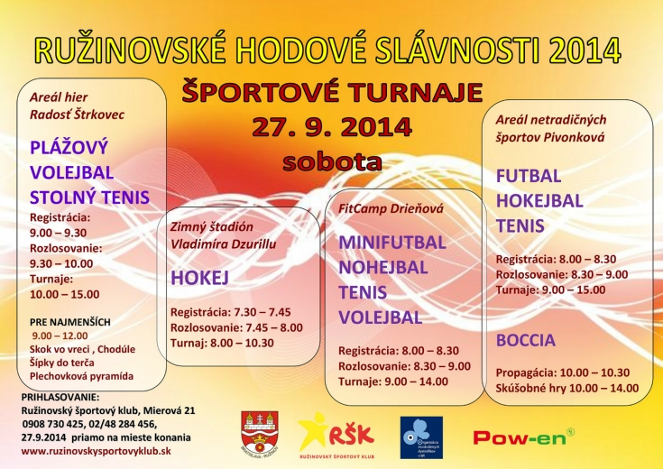 Hodové športové turnaje pre verejnosť 