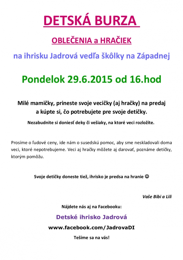 Detská burza oblečenia a hračiek