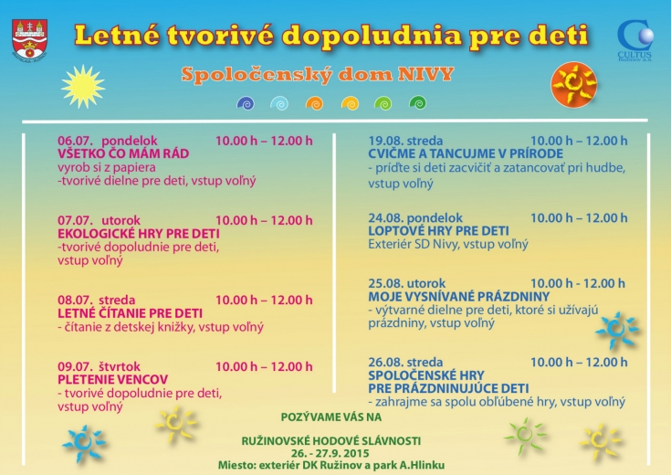 Letné tvorivé dopoludnia pre deti 