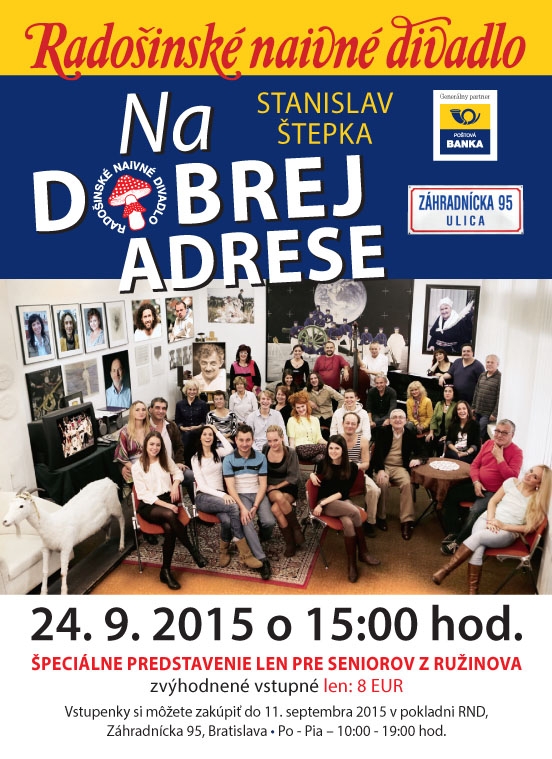 VYPREDANÉ:Špeciálna ponuka Radošinského naivného divadla pre seniorov 