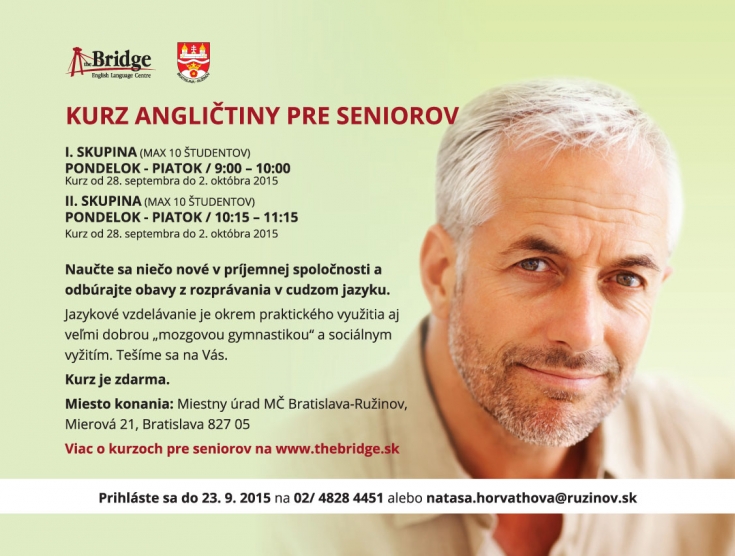 Bezplatný kurz angličtiny pre seniorov z Ružinova 