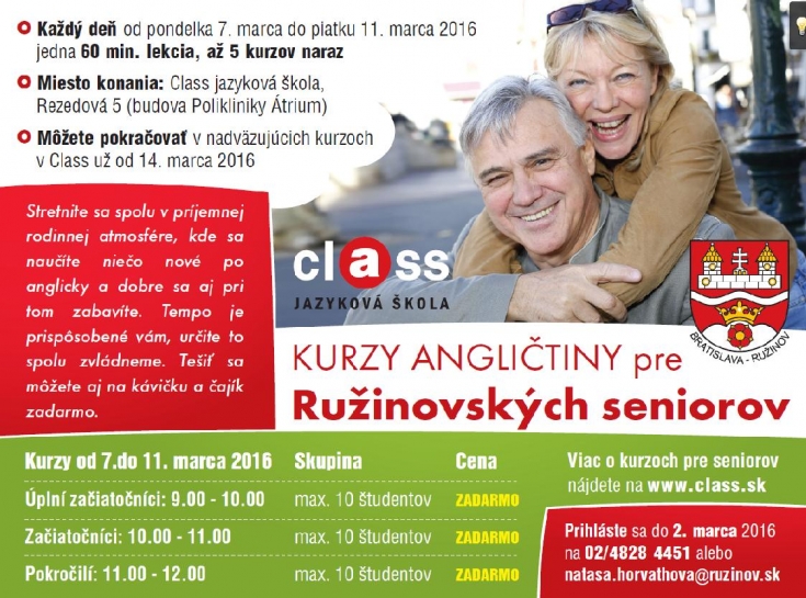 Ružinovskí seniori sa zadarmo naučia angličtinu