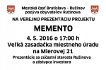 Verejná prezentácia projektu Memento