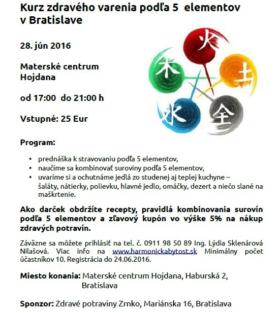 Kurz zdravého varenia podľa 5 elementov