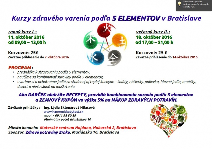 Kurz zdravého varenia podľa 5 elementov