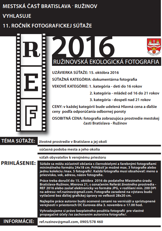 15. 10. 2016: Uzávierka Ružinovskej ekologickej fotografie 2016