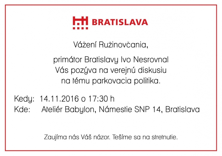 Verejná diskusia na tému parkovacia politika