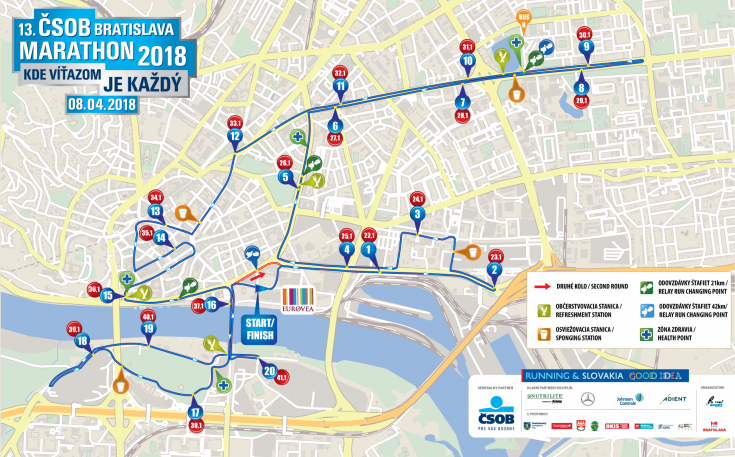 Dopravné obmedzenia ČSOB Bratislava marathon 2018 sobota (07.04.2018) a nedeľa (08.04.2018)