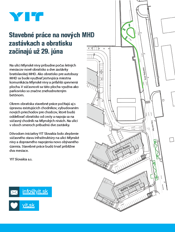 Stavebné práce na nových MHD zastávkach a obratisku zacínajú už 29. júna