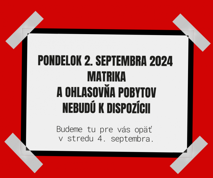INFORMÁCIA PRE OBYVATEĽOV